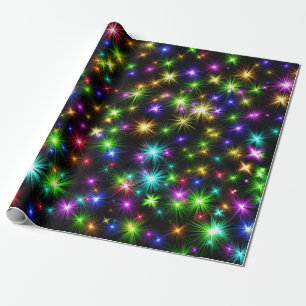 Purple, Green, Blue, Stars Christmas Wrapping Paper
