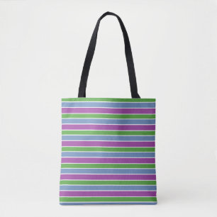 Purple Green Blue Striped Tote Bag