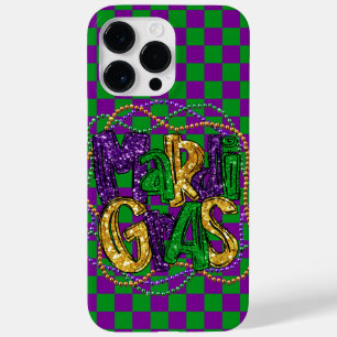 PURPLE & GREEN CHECKED PATTERN COLORFUL BEADS Case-Mate iPhone 14 PRO MAX CASE