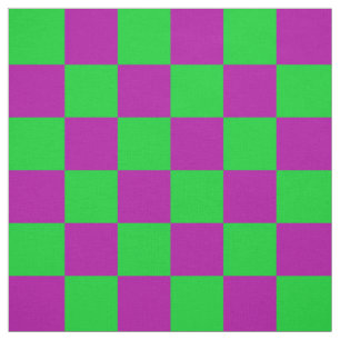Purple Green Chequered Check Pattern Fabric
