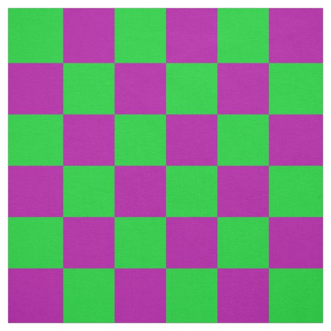 Purple Green Chequered Check Pattern Fabric (Swatch)
