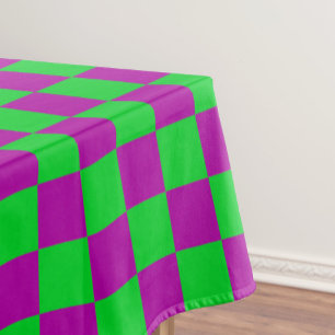 Purple Green Chequered Check Pattern Tablecloth