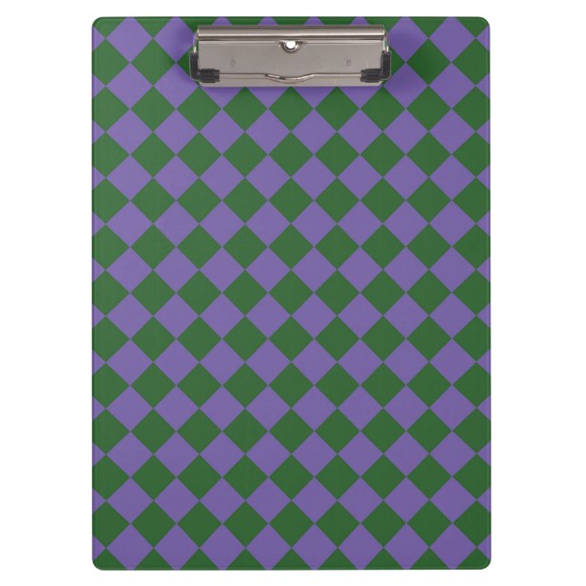 Purple Green Chequered Diamond Pattern  Clipboard (Front)