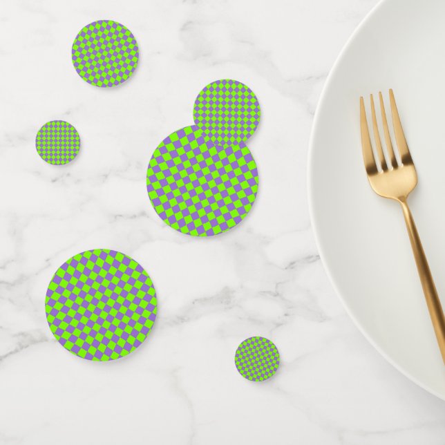 Purple Green Chequered Diamond Pattern Confetti (Group)
