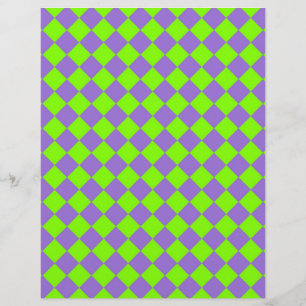 Purple Green Chequered Diamond Pattern Custom Letterhead