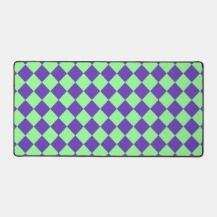 Purple Green Chequered Diamond Pattern Desk Mat