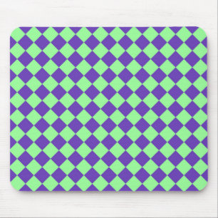 Purple Green Chequered Diamond Pattern  Mouse Pad