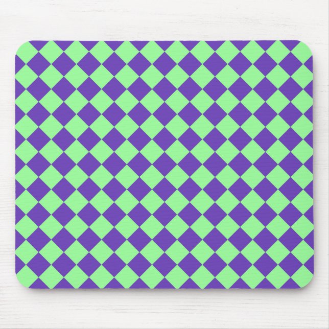 Purple Green Chequered Diamond Pattern  Mouse Pad (Front)