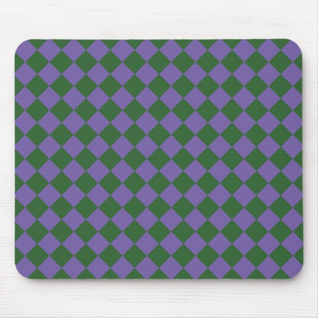 Purple Green Chequered Diamond Pattern  Mouse Pad (Front)
