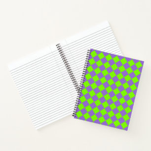 Purple Green Chequered Diamond Pattern Notebook