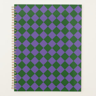 Purple Green Chequered Diamond Pattern Planner