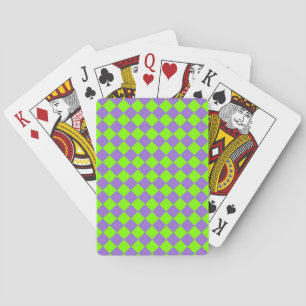 Purple Green Chequered Diamond Pattern Playing Cards