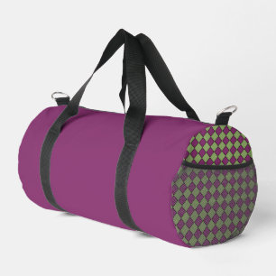 Purple Green Chequered Diamond Pattern Small Duffle Bag