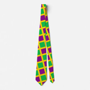 Purple Green Chequered Diamond Pattern Tie