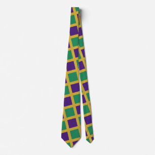 Purple Green Chequered Diamond Pattern Tie