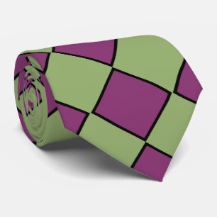 Purple Green Chequered Diamond Pattern Tie