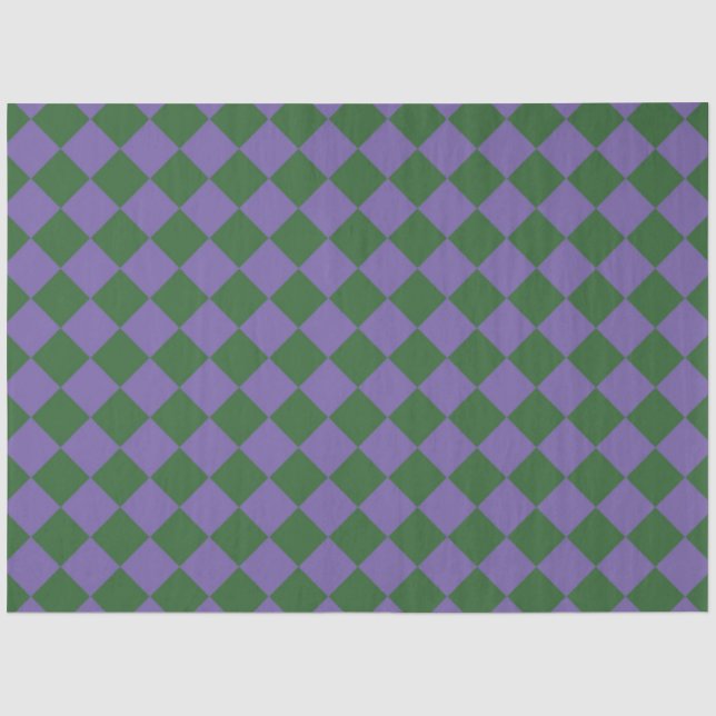 Purple Green Chequered Diamond Pattern Tissue Paper (Front)