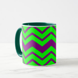 Purple Green Chevron Zigzag Design Mug