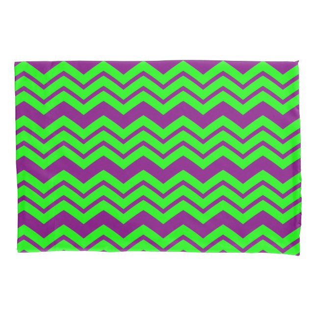Purple Green Chevron Zigzag Design  Pillowcase (Front)
