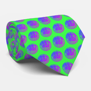 Purple Green Chinese Character Pattern Tie