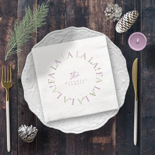 Purple Green Christmas Fa La La ID1009 Napkin