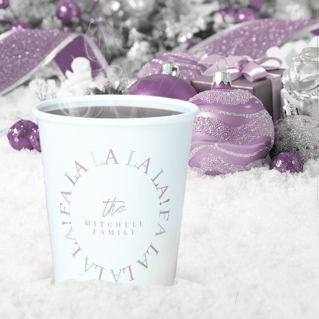 Purple Green Christmas Fa La La ID1009 Paper Cups (Creator Uploaded)