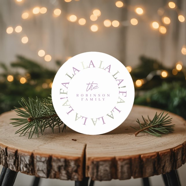 Purple Green Christmas Fa La La ID1009 Round Paper Coaster (Creator Uploaded)