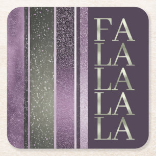 Purple Green Christmas Fa La La Pattern#27 ID1009 Square Paper Coaster