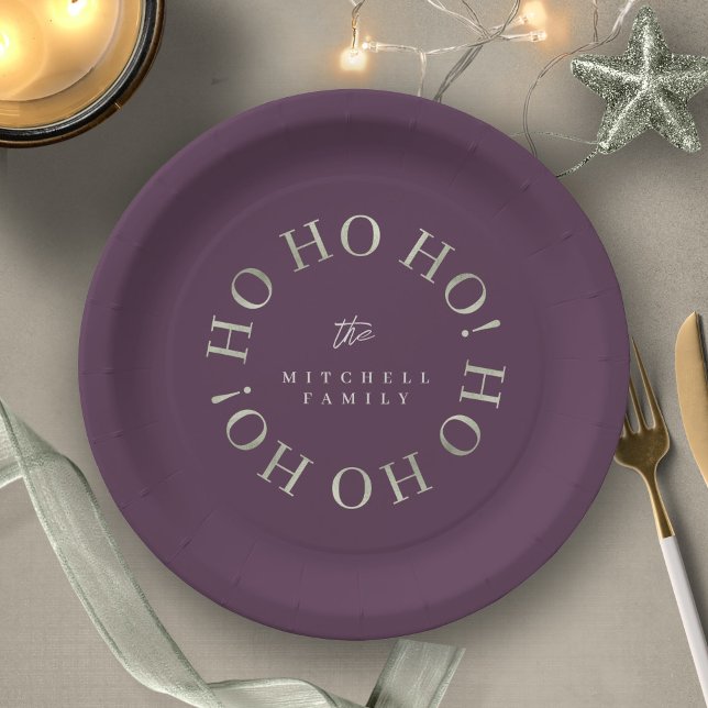 Purple Green Christmas Ho Ho Ho ID1009 Paper Plate (Creator Uploaded)