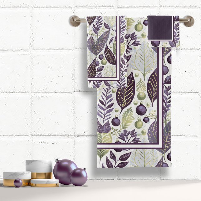 Purple Green Christmas Merry Pattern#21 ID1009 Bath Towel Set (Creator Uploaded)