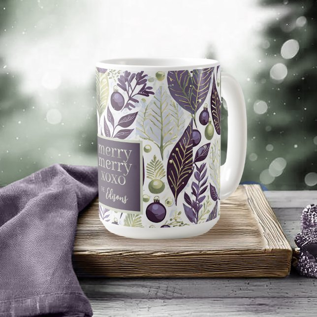 Purple Green Christmas Merry Pattern#21 ID1009 Coffee Mug (Creator Uploaded)