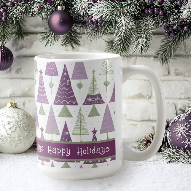 Purple Green Christmas Merry Pattern#25 ID1009 Coffee Mug (Creator Uploaded)