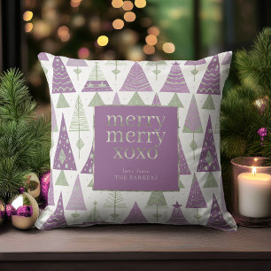 Purple Green Christmas Merry Pattern#25 ID1009 Cushion