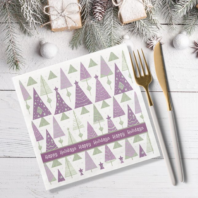 Purple Green Christmas Merry Pattern#25 ID1009 Napkin (Creator Uploaded)