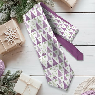 Purple Green Christmas Merry Pattern#25 ID1009 Tie