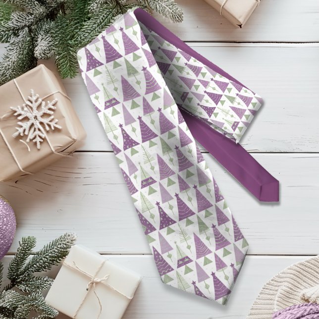 Purple Green Christmas Merry Pattern#25 ID1009 Tie (Creator Uploaded)