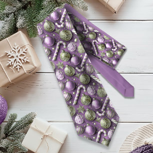 Purple Green Christmas Pattern#12 ID1009 Tie