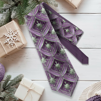 Purple Green Christmas Pattern#16 ID1009 Tie