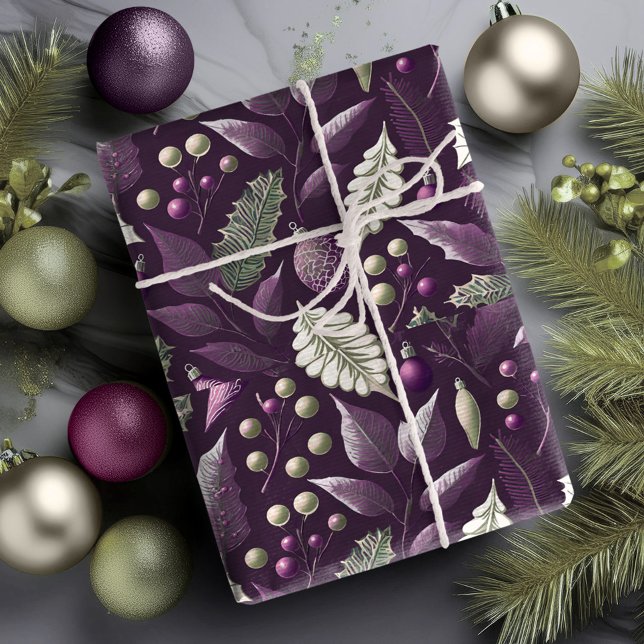 Purple Green Christmas Pattern#18 ID1009 Wrapping Paper (Creator Uploaded)