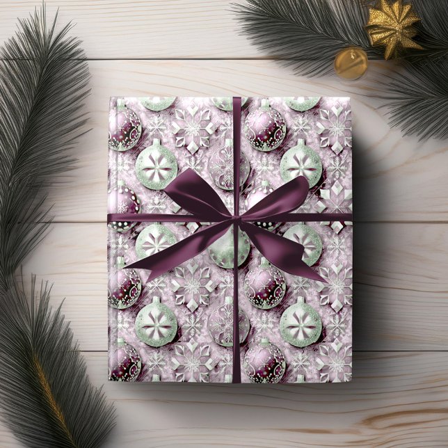 Purple Green Christmas Pattern#20 ID1009 Wrapping Paper (Creator Uploaded)