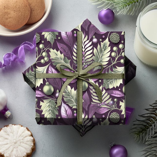 Purple Green Christmas Pattern#22 ID1009 Wrapping Paper (Creator Uploaded)