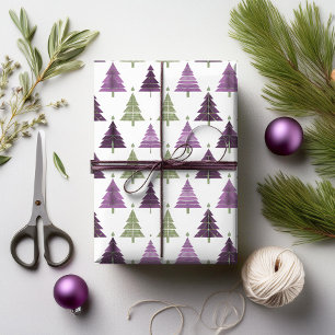 Purple Green Christmas Pattern#24 ID1009 Wrapping Paper