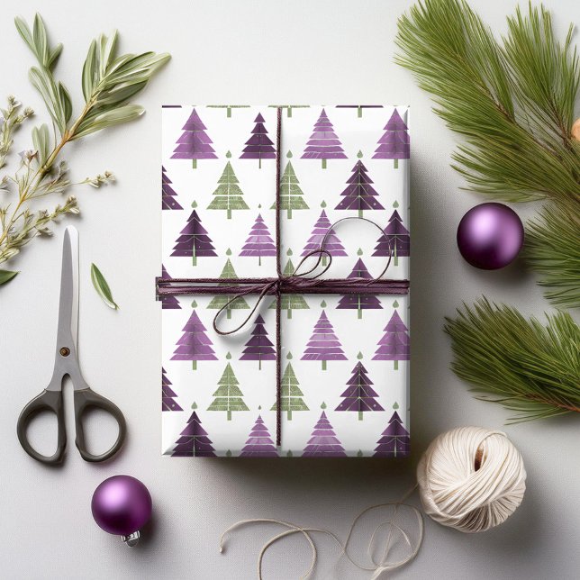 Purple Green Christmas Pattern#24 ID1009 Wrapping Paper (Creator Uploaded)