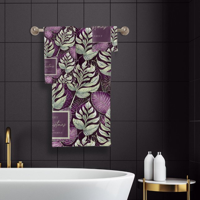 Purple Green Christmas Pattern#29 ID1009 Bath Towel Set (Creator Uploaded)