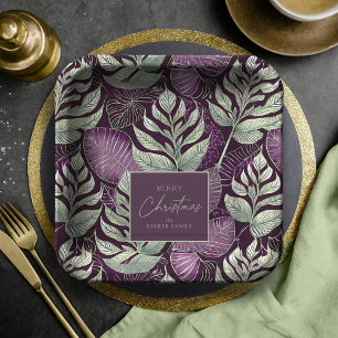 Purple Green Christmas Pattern#29 ID1009 Paper Plate