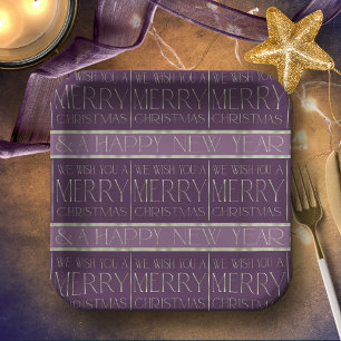 Purple Green Christmas Pattern#34 ID1009 Paper Plate