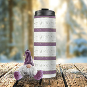 Purple Green Christmas Pattern#35 ID1009 Thermal Tumbler