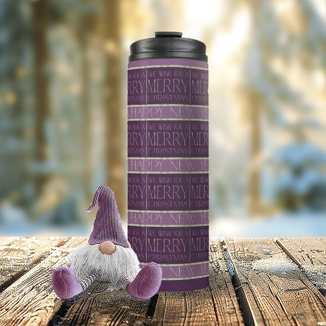 Purple Green Christmas Pattern#35b ID1009 Thermal Tumbler (Creator Uploaded)