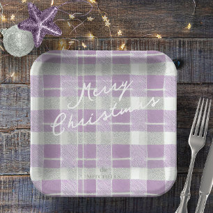 Purple Green Christmas Pattern#7 ID1009 Paper Plate