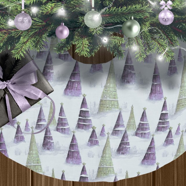 Purple Green Christmas Pattern#8 ID1009 Brushed Polyester Tree Skirt (Creator Uploaded)